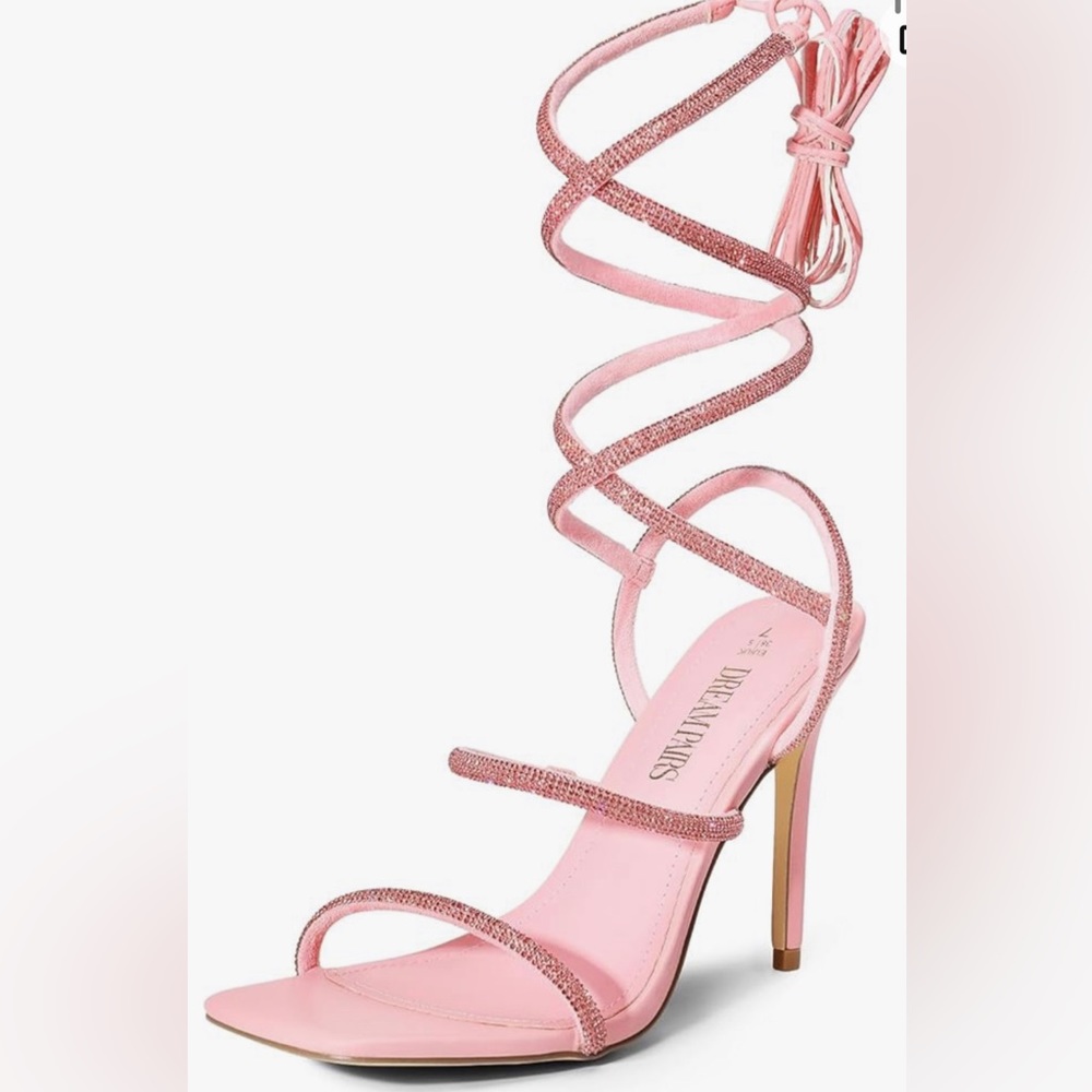 Dream Paris Glitter strap up pink high heels